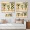 Designart - Trio of House Plants Ponytail Palm and Ficus - Traditional Print on Natural Pine Wood